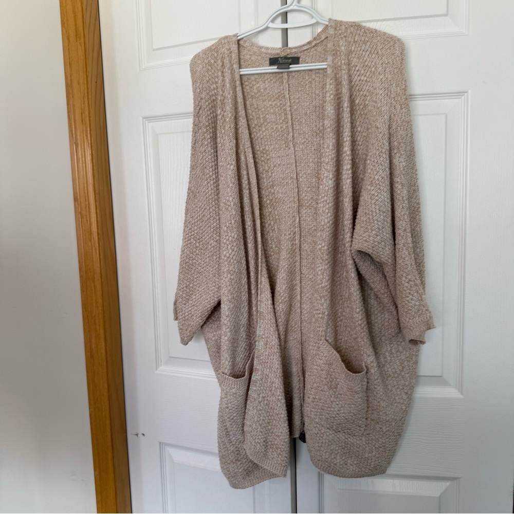 Cozy Open-Front Women's Cardigan Sweater - Beige Size XL